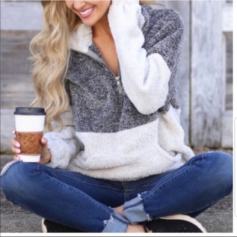 Last one!!!  Soft two tone zip up sweater